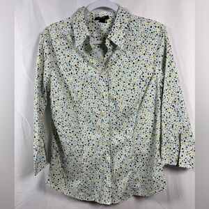 Express Women's 3/4 Sleeve Button Up Polka Dot Shirt 14